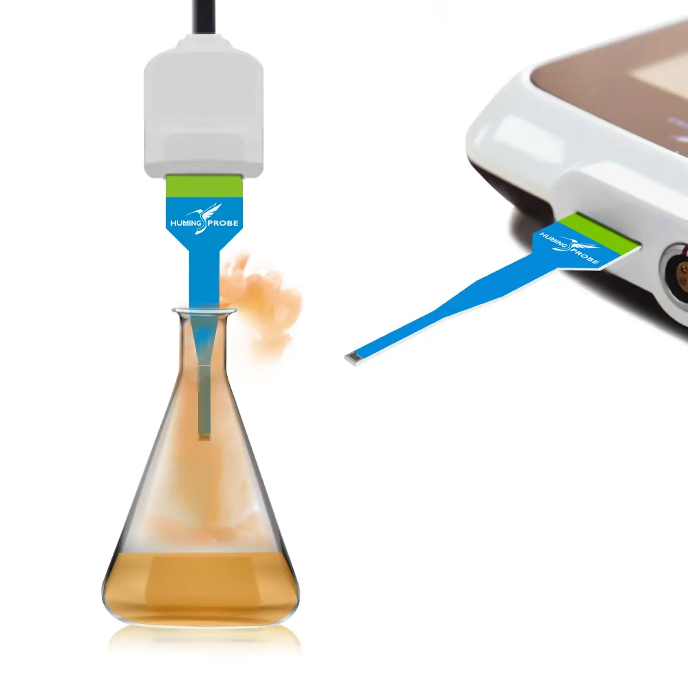 The Schematic diagram of pH measurement of ultramicro liquid samples with the calibration-free ultramicro disposable pH electrode/Humming Probe UH2