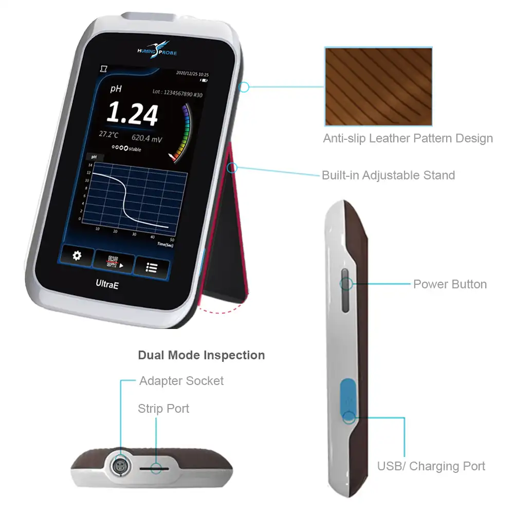 The introduction of the dimension and the interfaces of the calibration-free micro disposable pH meter/pH measurement system/ Humming Probe UX200/UltraE    