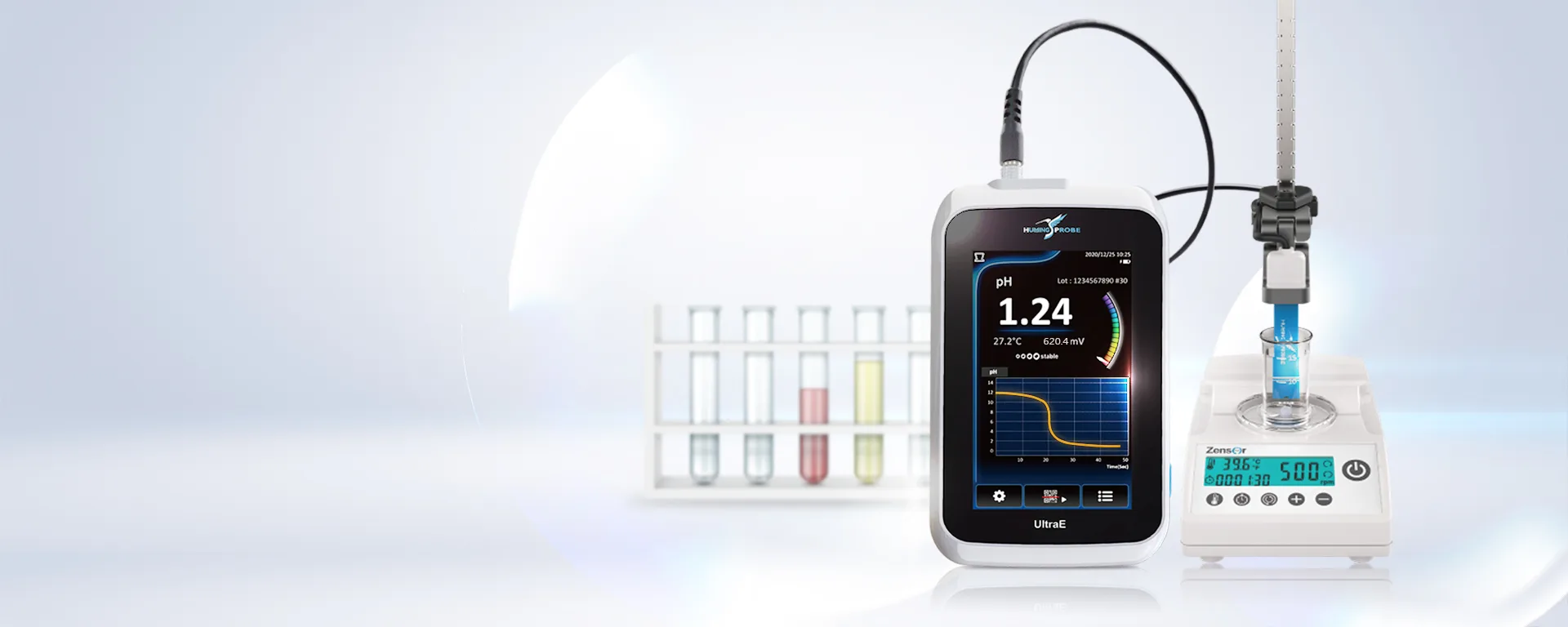 Continuous micro pH detection can be provided by the calibration-free pH monitor system/ Humming Probe UltraE